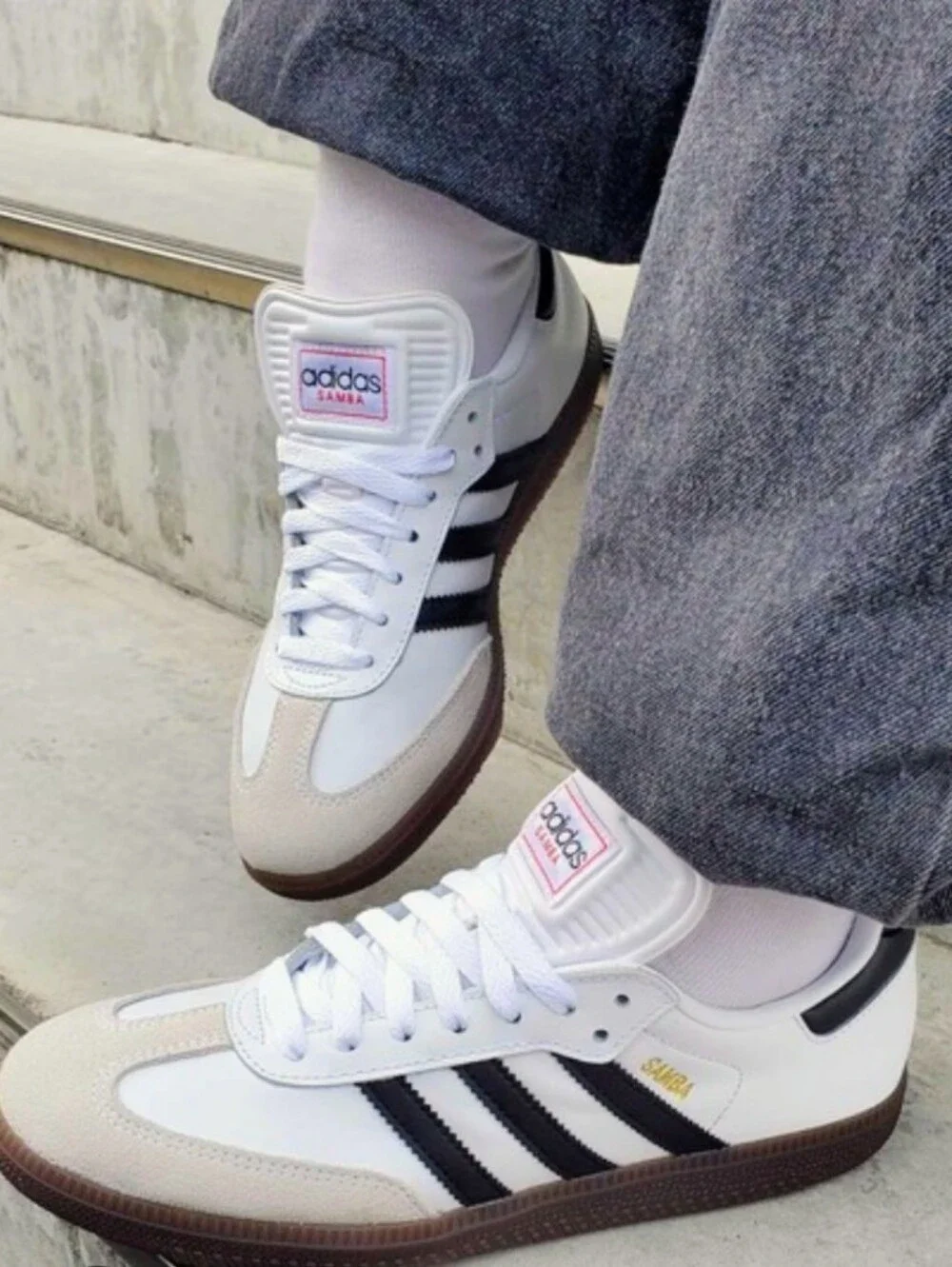 adidas White and Black Samba Low-Top Sneakers